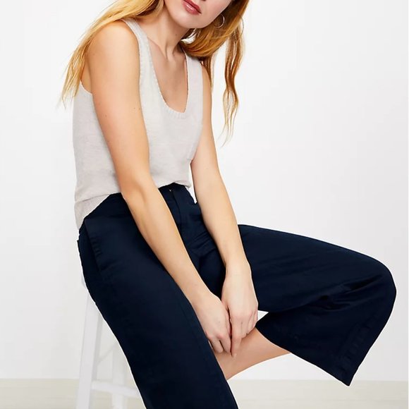Loft Seamed Twill Wide Leg Crop Pants 